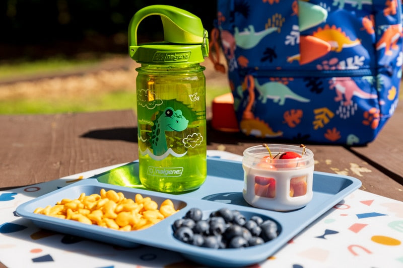 Nalgene product view: 12oz On-The-Fly Kids Lock-Top Bottle with Graphics V8 — 12oz On-The-Fly Kids Lock-Top Bottle with Graphics